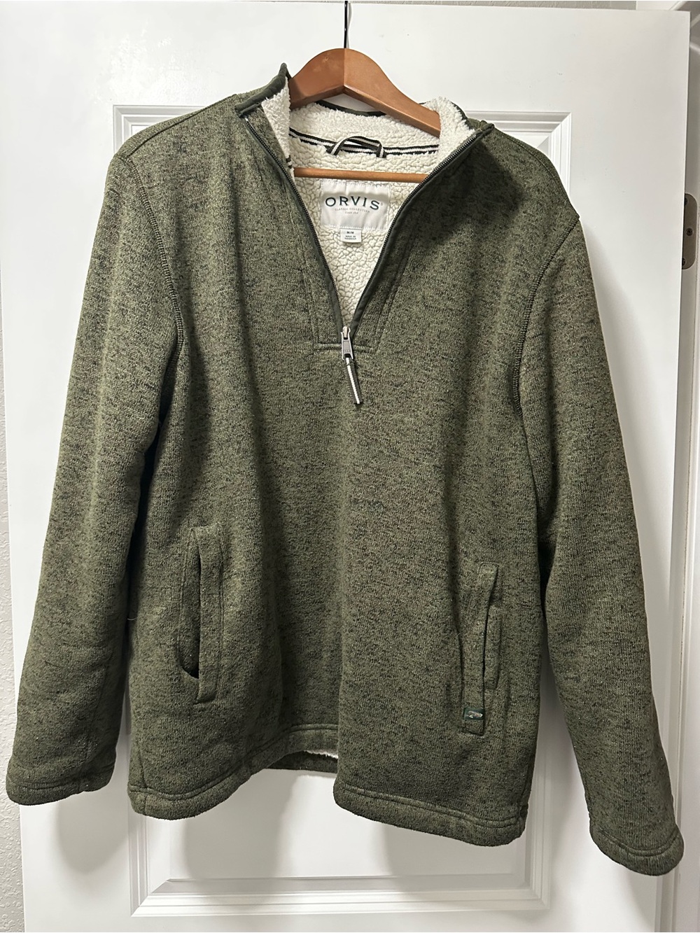 Orvis Men’s Olive Green Zip-Neck Sherpa Pullover